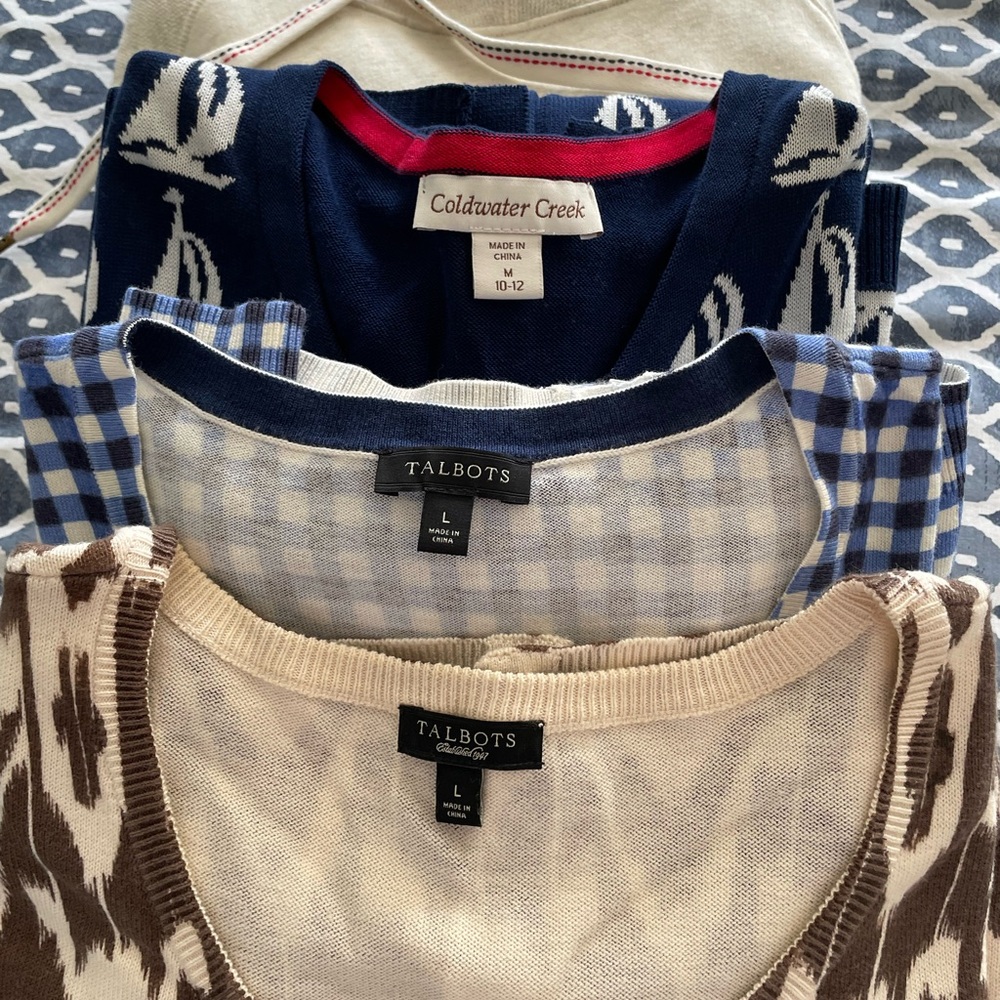 Offering as bundle; 3 buttoned tops 1 hoodie; soft lightweight fun designs